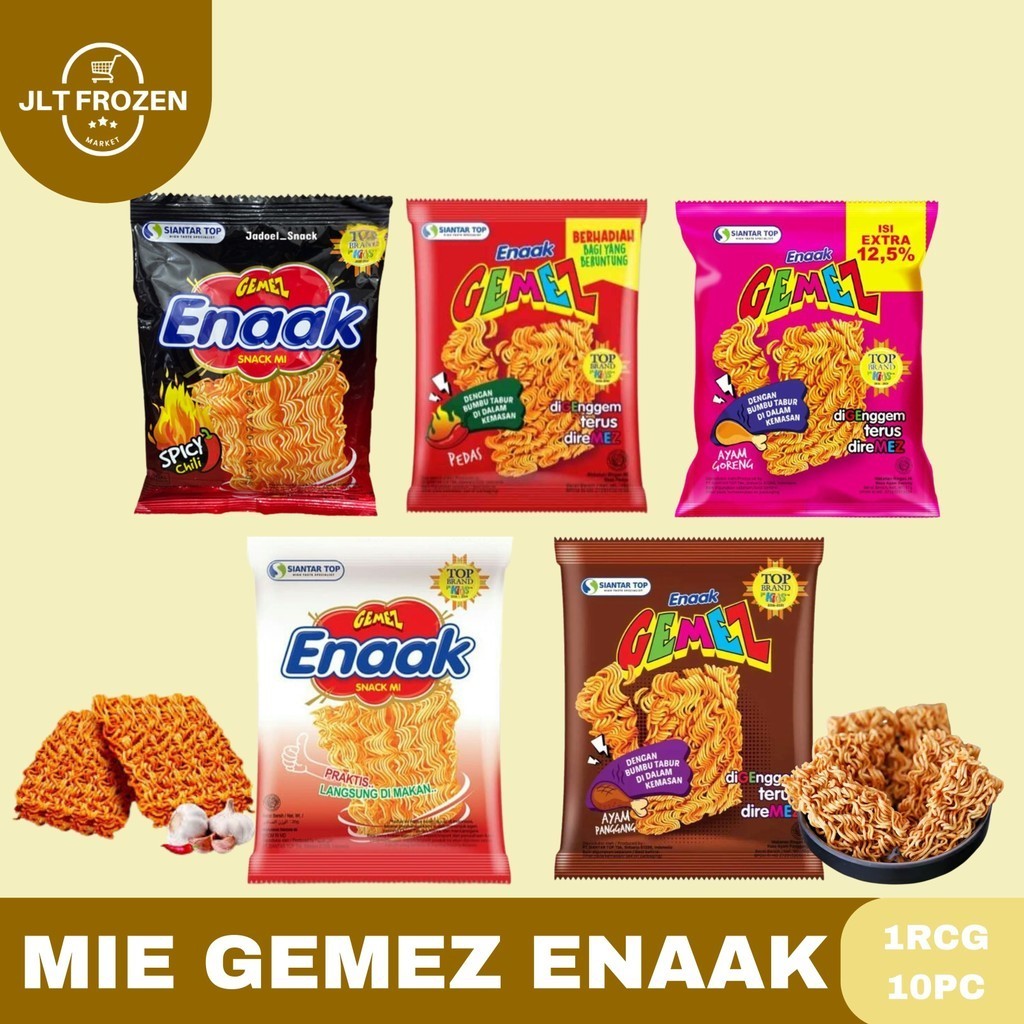 

Mie Gemez Enaak / Mie Enaak / Snack Noodles / Snack Mie kering Rasa Spicy / Ayam Panggang / Ayam Goreng / Ayam Kecap / Pedas Kemasan 1 renceng 10pcs / Pedas 11pcs .