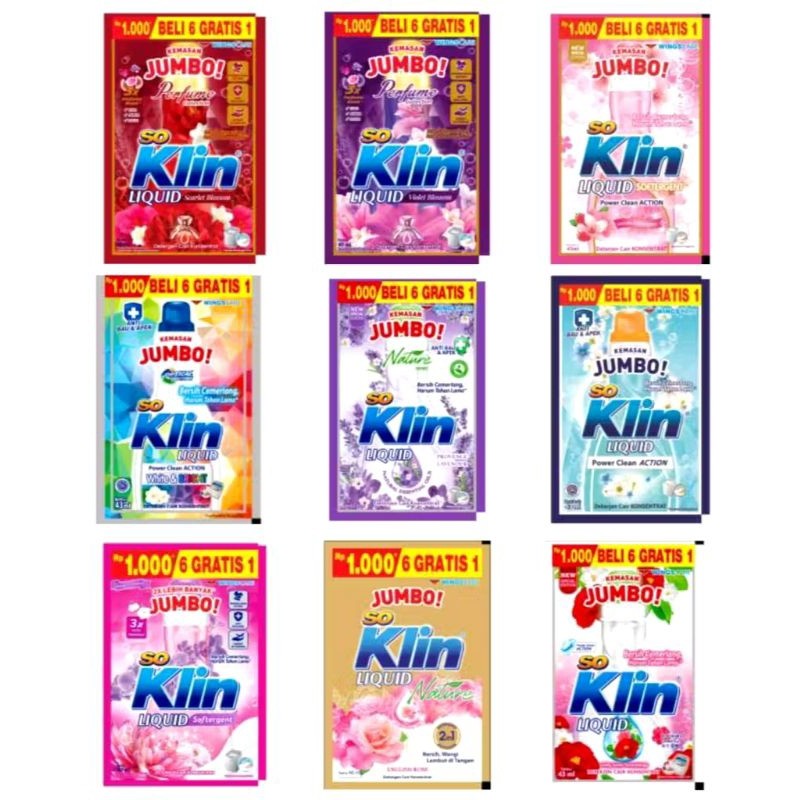 (BHGAA) SOKLIN liquid jumbo bersih cemerlang harum tahan lama  clean soft violet lavender parfum sak