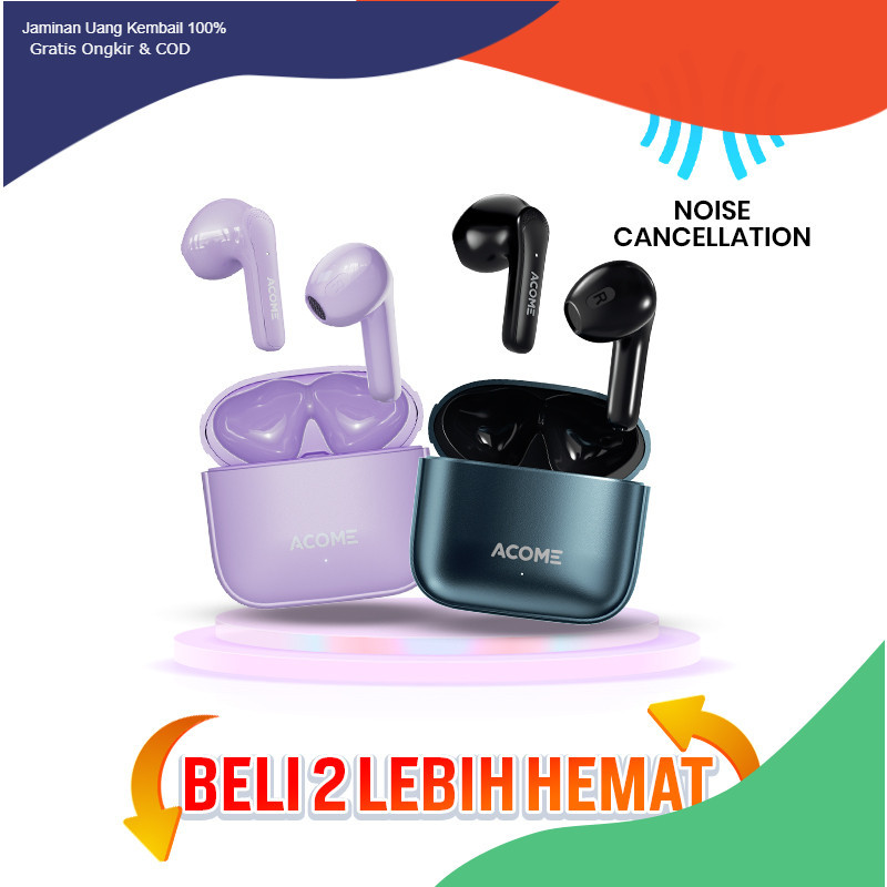 tocao.id Acome Special Bundling TWS Quietpods Q1 Noise Reduction Headset Earphone Bluetooth for Coup