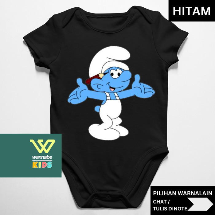 Jumper Bayi KOMIK SMURF 1 Baju Bayi 0-12 bln Baby Rompers