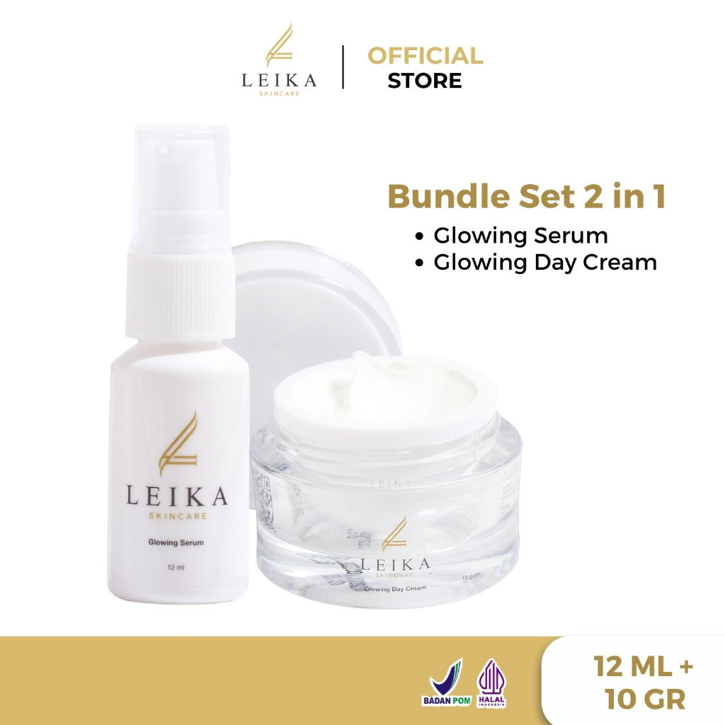 Leika Skincare 2 in 1 Glowing Day Cream & Glowing Serum Leika Skin Care Resmi BPOM