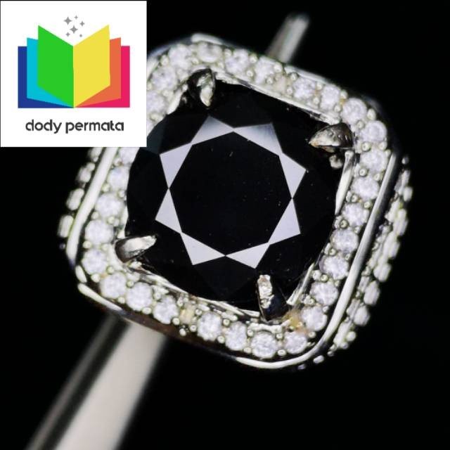 Batu permata berlian hitam asli black moissanite ring perak hongkong