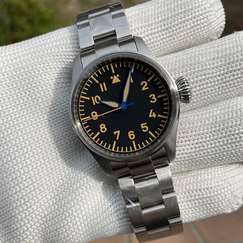 Jam Tangan Pria STEELDIVE Men Pilot Watch 39mm Retro Automatic Mechanical Wristwatch 200M Waterproof