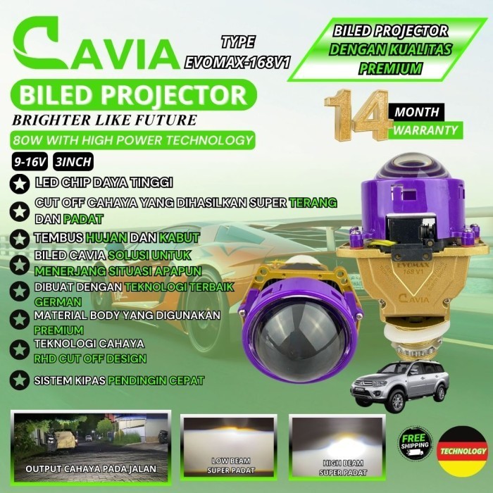 CAVIA-PREMIUM BILED PROJIE PROJECTOR LED MOBIL MITSUBISHI PAJERO SPORT SUPER TERANG