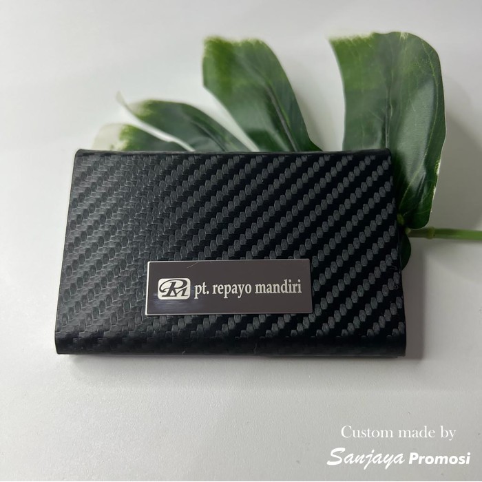 

PROMO!! -Tempat Kartu Nama Card Holder Kulit Motif Kotak Custom Nama Logo - Polosan