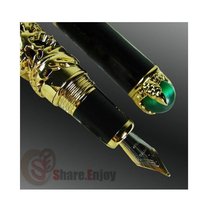 

PROMO!! -JINHAO GOLDEN DRAGON KING PLAY PEARL FINE 18KGP NIB FOUNTAIN PEN BLACK