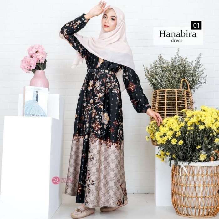 Hanabira Dress | Gamis Motif | Bahan Sharmala Light
