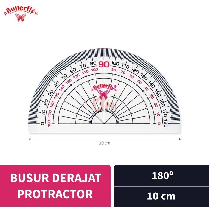 

Protractor / Penggaris Busur Derajat Butterfly 180 Derajat / 10 cm New