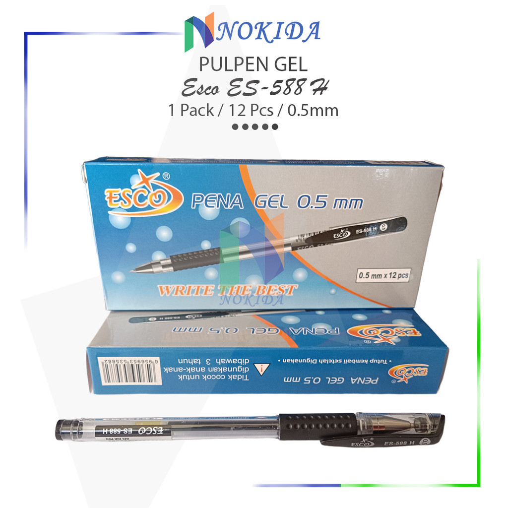 

Nokida Pulpen Jel Esco ES-588 H [1 Pack] / Peralatan Alat Tulis Sekolah / Bulpen Bolpen Ballpoint Gel Pena 1 Pak