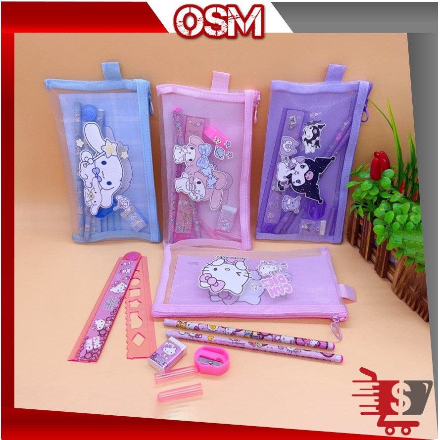 

OSM - S6150 Alat Tulis Isi Set Lengkap / Tempat Pensil Karakter Lucu / Pouch Set Alat Tulis Ziplock / Paket Alat Tulis Motif Sanrio