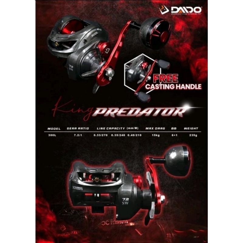 Reel Bc Daido King Predator 300L SW Reel daido king predator 300 L reel baitcasting type overhead ji