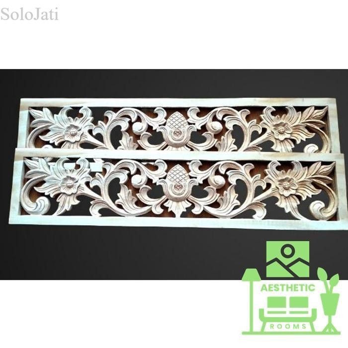 

Sale, Dekorasi Dinding Ornamen Ukir Tempel Kepingan Loster Kayu Mahoni - 13 x 60 murah