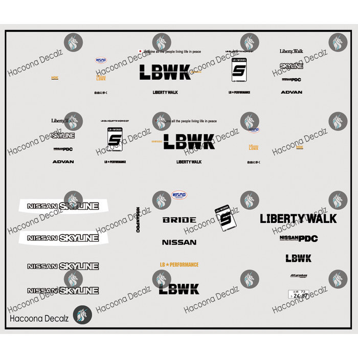 LBWK Liberty Walk ER34 R34 Black Font Water Decal