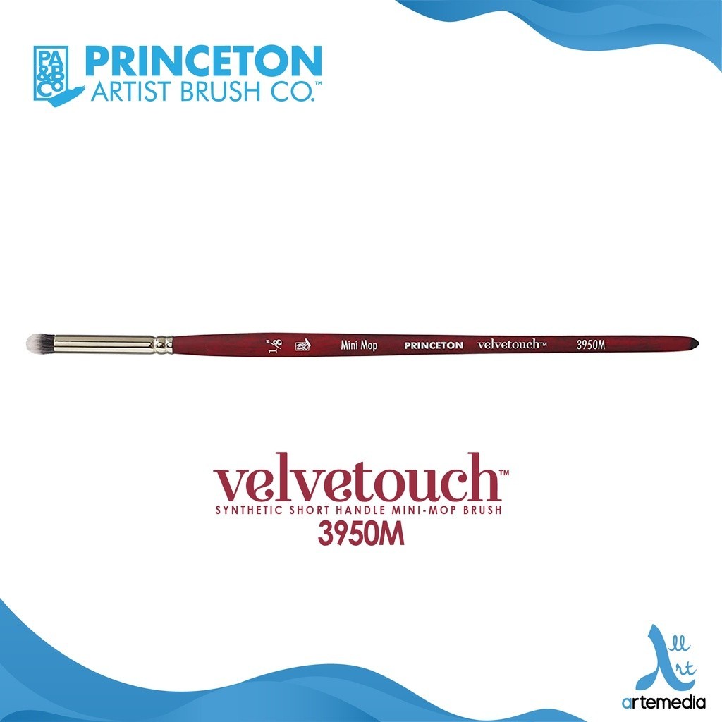 

Princeton Velvetouch 3950M Mini Mop Synthetic Watercolor Brush Short Handle Kuas Lukis