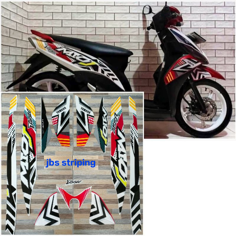 striping  Yamaha Mio J Teen merah putih tahun 2013 stiker mio j berkuatas bagus