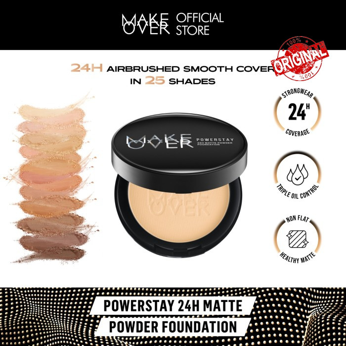 MAKE OVER Powerstay 24H Matte Powder Foundation - Matte Powder Foundation 10g ORI