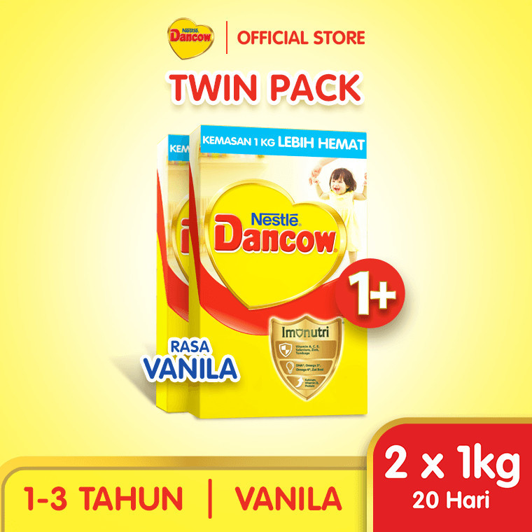 Nestle Dancow 1+ dengan Susu Pertumbuhan Rasa Vanila 1-3 Tahun Box 1 kg x2