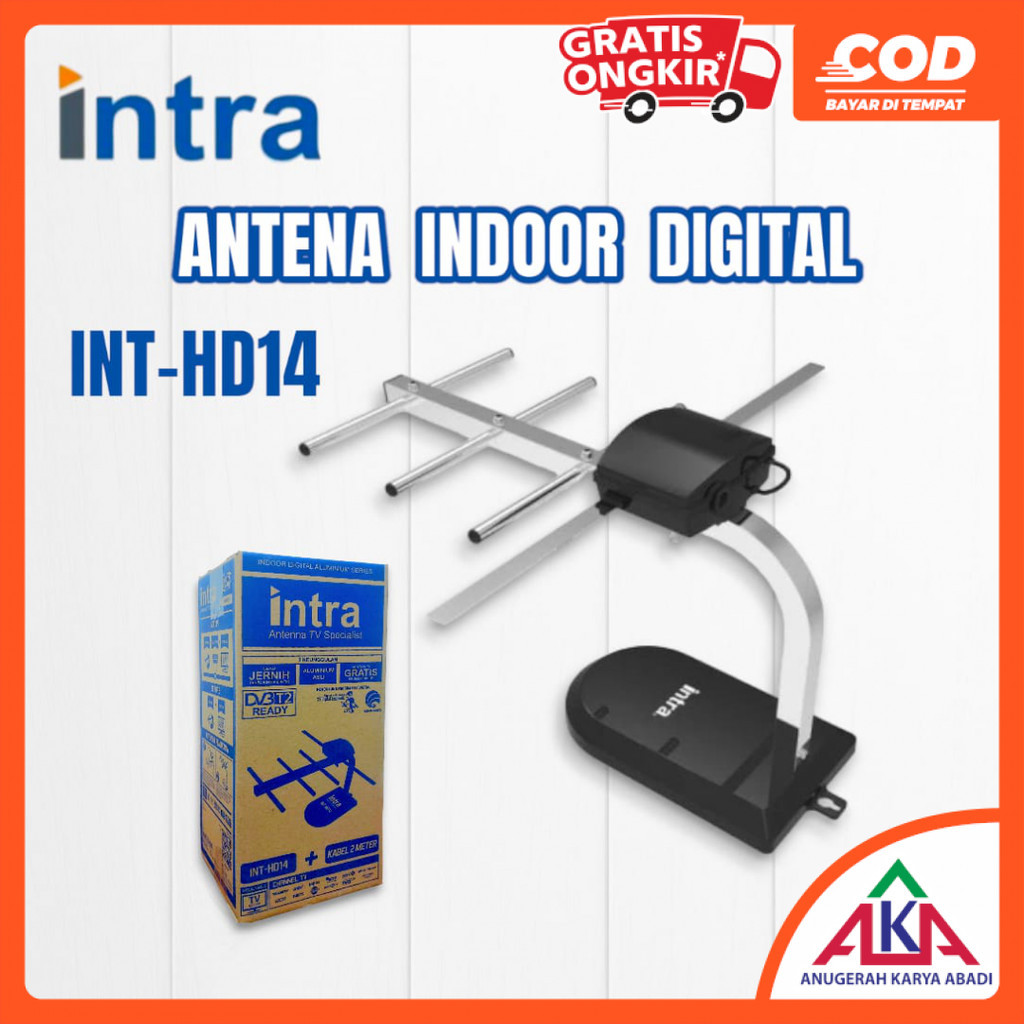 Antena TV Digital INTRA INT-HD14 Indoor / Dalam Ruangan Kabel 2M