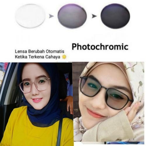 TERMURAH SE-SHOPEE Kacamata Photocromic model terbaru 2189 Kaca mata Pria Wanita lensa minus silinde