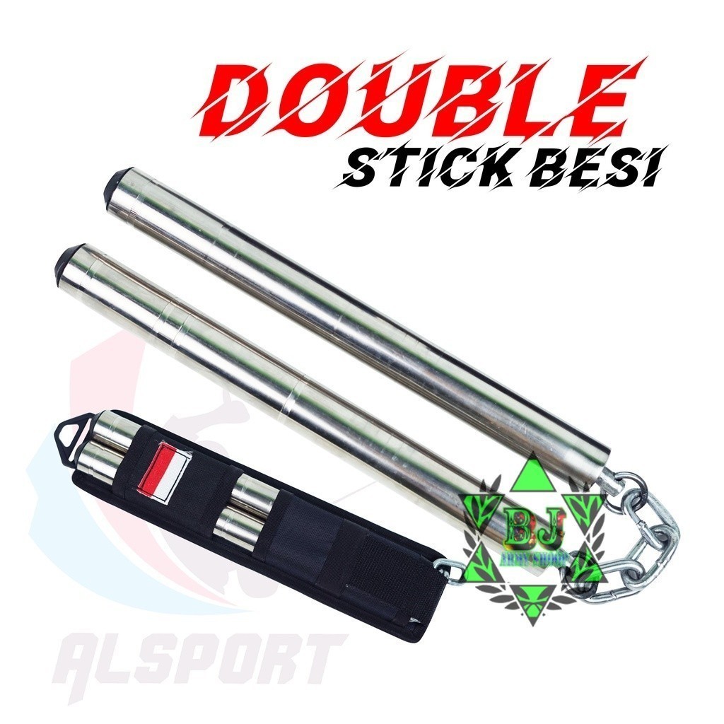 Double Stick Besi Silver + Sarungnya (Nunchaku Brushlee)