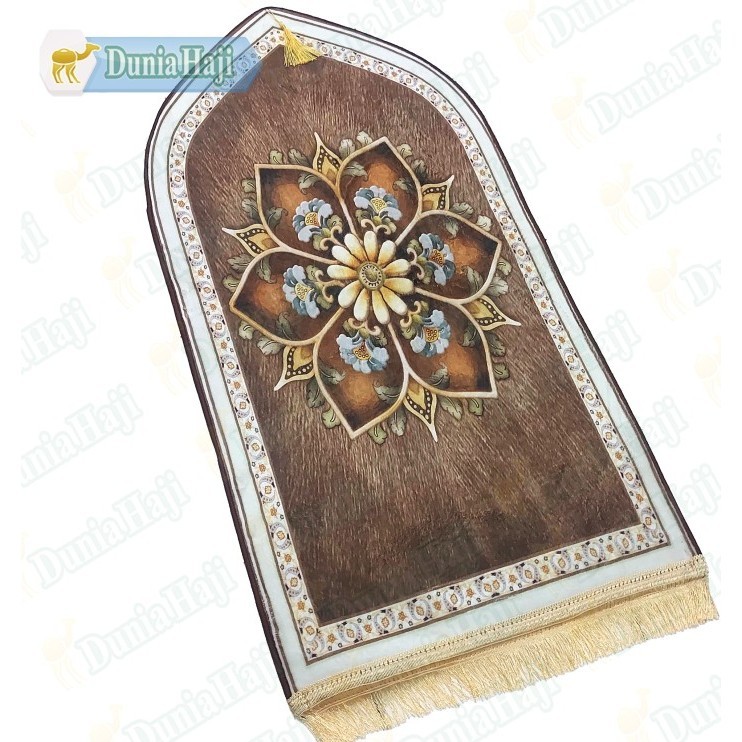 Sajadah Tanggung Kuncir Bulu 53x105cm Anti Licin Slip Tebal Turki Midi - MOTIF80