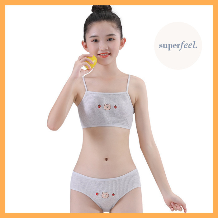 SFL 1 SET DALAMAN ANAK PEREMPUAN CD MINISET CELANA DALAM BH BRA CW 841 - Cream