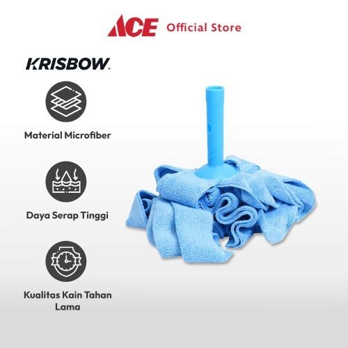 Kepala Alat Pel Microfiber - Biru Microfiber Floor Mop Head Part Pel Lantai Pelan Pengganti Alat Keb