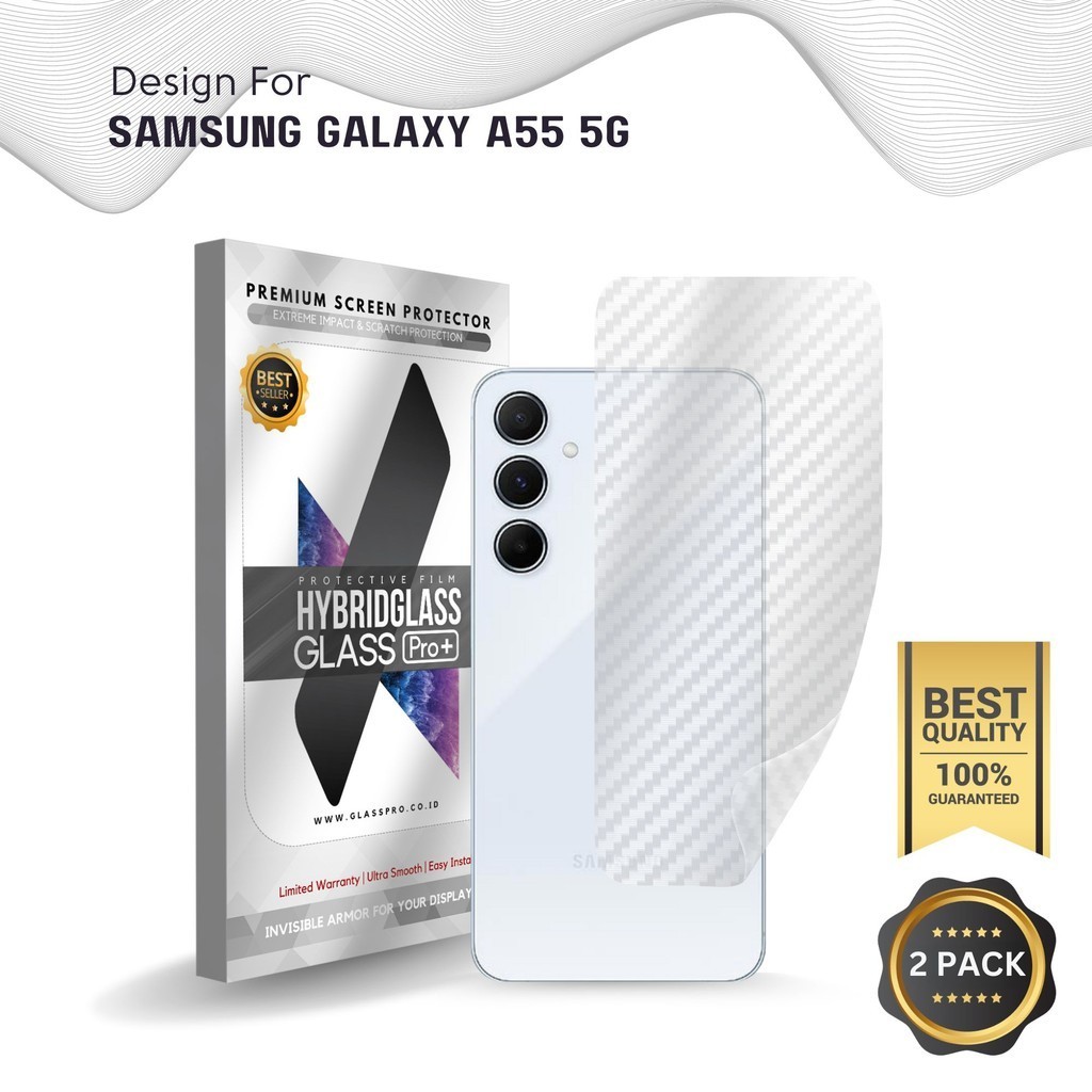 Fiber Guard Screen Protector Samsung Galaxy A55 5G Back, 3D Anti Gores Belakang Premium, Carbon Skin