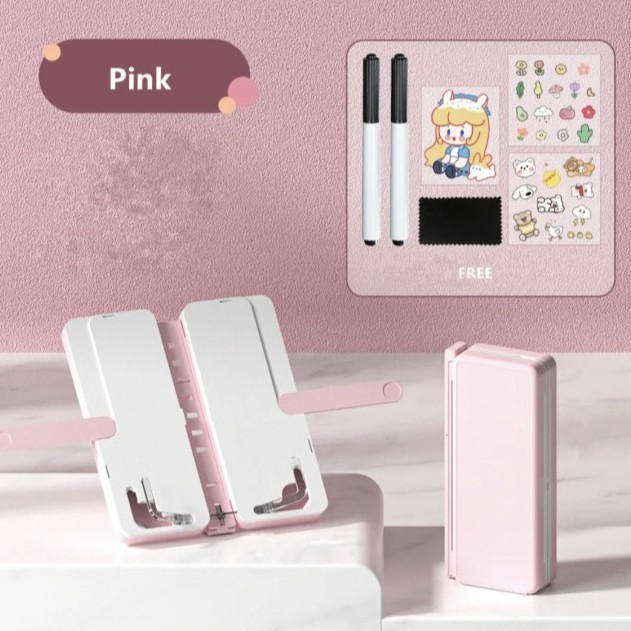 

Kotak Pensil Anak Sekolah Motif Polos Dengan White Board + Book Stand - Pink