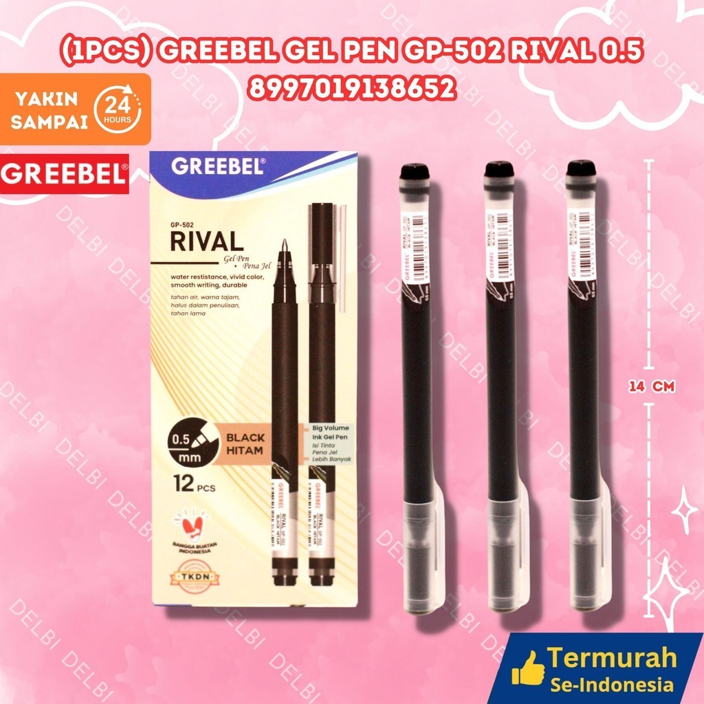 

GREEBEL GEL PEN GP-502 RIVAL 0.5 /Pen/Pulpen/gel pen utk atk kantor kerja kuliah anak (1PCS) GREEBEL GEL PEN GP-502 RIVAL 0.5