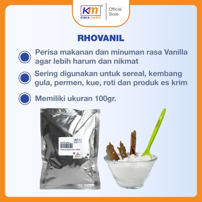 

Rhovanil Vanillin Powder Rasa Vanilli Food Grade 100gr