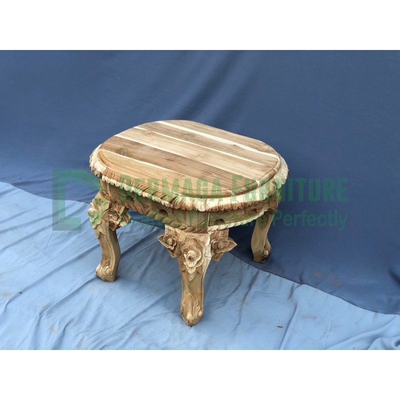 MEJA KENEP FLAMBOYAN KAYU JATI MEWAH MEJA SUDUT MEJA VAS BUNGA MURAH NADELLAAN FURNITURE JEPARA