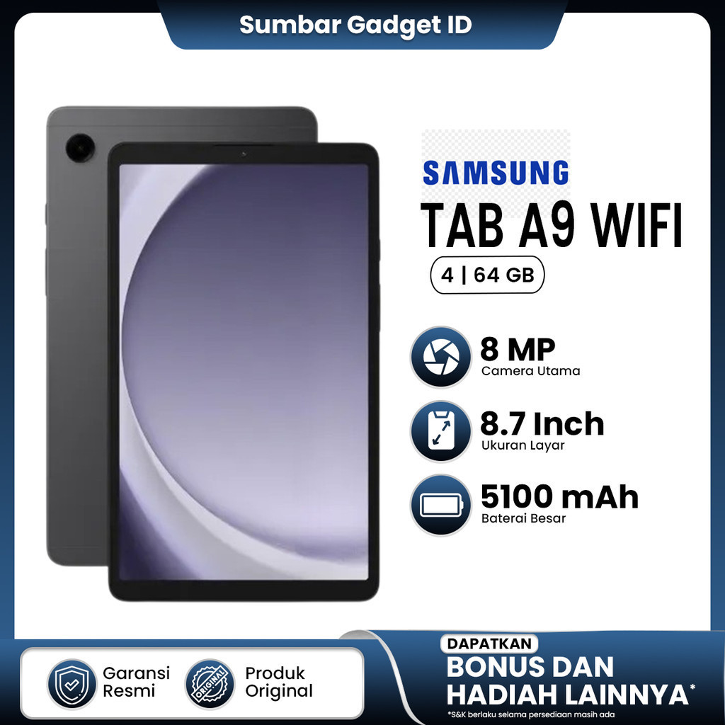 Samsung Galaxy Tab A9 Wifi Ram 4/64Gb Tablet Android Garansi Resmi