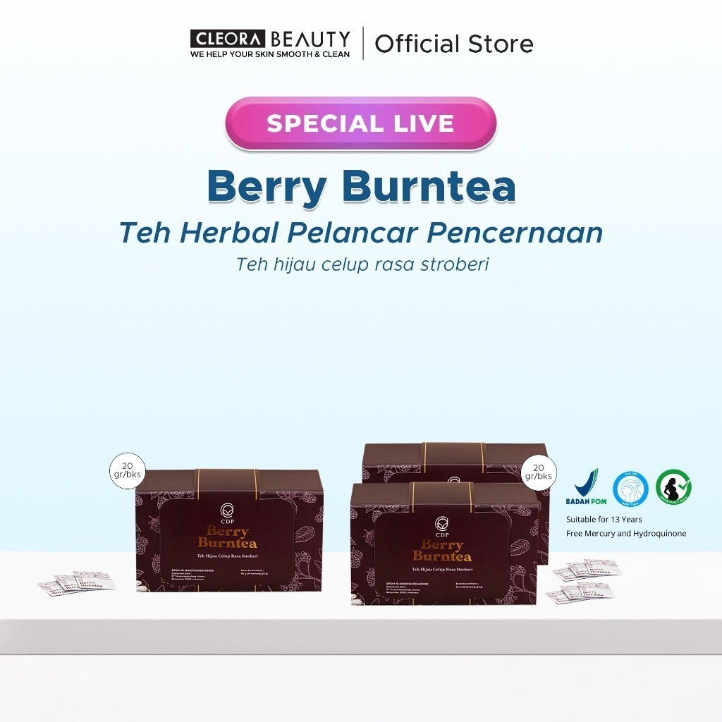 

Cleora x CDP SLIM Berry Burntea Minuman Teh Diet Detox Slimming Tea Herbal Pelangsing Penurun Berat Badan Pelancar Pencernaan Pria Wanita