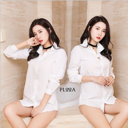 Baju Tidur Putih Kemeja Dress Lingerie Model Kemeja /Baju Tidur Lingerie Wanita Premium Pl22