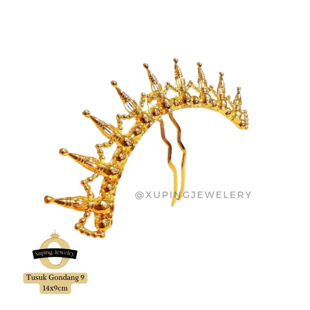 XUPING JEWELRY Tusuk Gondang 9 Tusuk Sanggul Lapis Emas Replika Tusuk Konde Rambut Batak