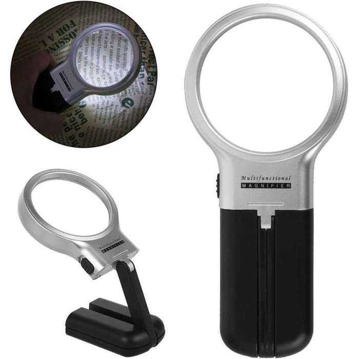 Kaca Pembesar Lipat Dengan Lampu LED 63 mm Lup Magnifier 3x