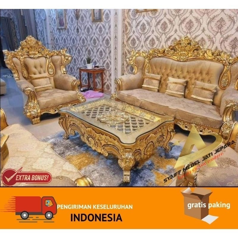 promo Sofa ruang tamu/kursi ruang Tamu/meja ruang tamu/furniture mebel jati Jepara/kursi sofa mewah