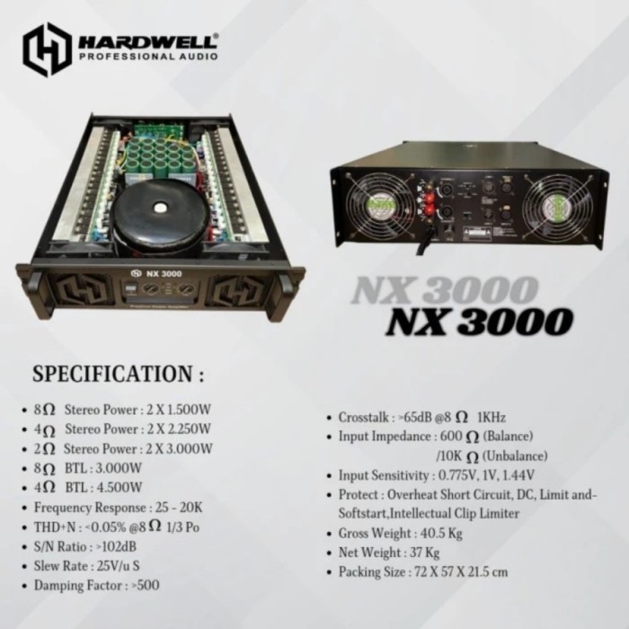 power amplifer hardwell nx3000 / nx 3000 3000 watt original