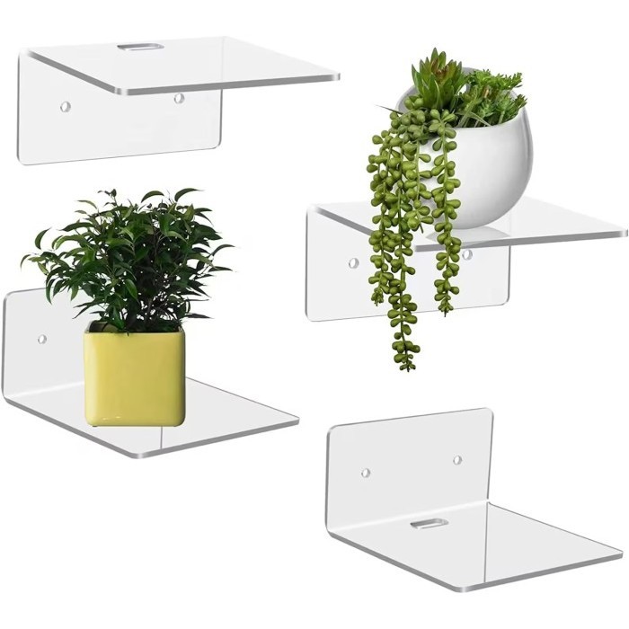 Rak Dinding Akrilik Serbaguna - Unique Acrylic Bracket Tempel Tembok Aesthetic Gantung Untuk Pot Tan