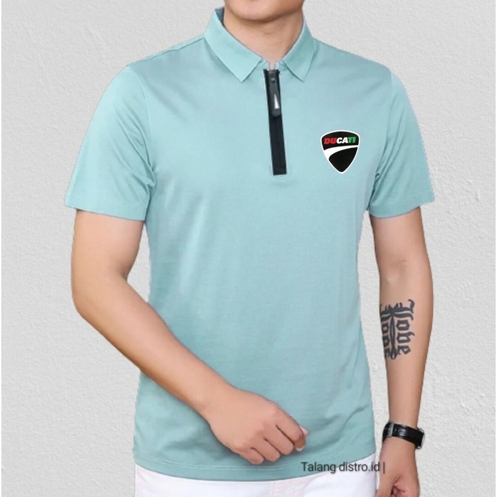 Baju krah polo resleting dukati / kaos resleting terbaru / baju pria resleting model korea / Terbaru