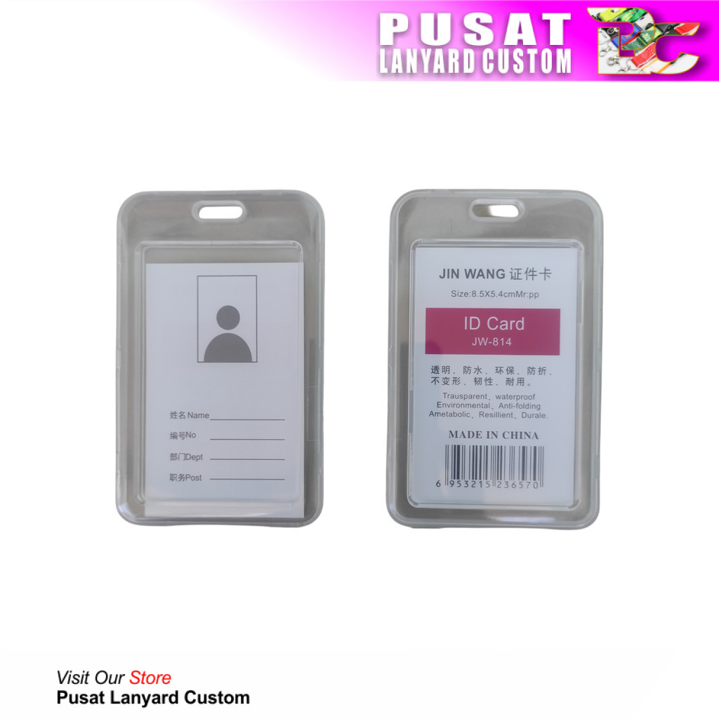 

Pusat Lanyard Custom - wadah idcard buka tutup transparan frame card anti pecah bening card holder