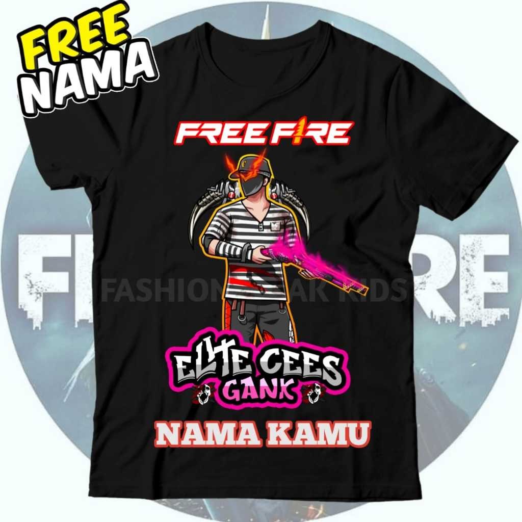 Lovadiz - (BISA COD) KAOS BAJU ANAK FF FREE FIRE ELITE CEES GANK VERSI SG RAPPER FF TSHIRT ANAK GAME