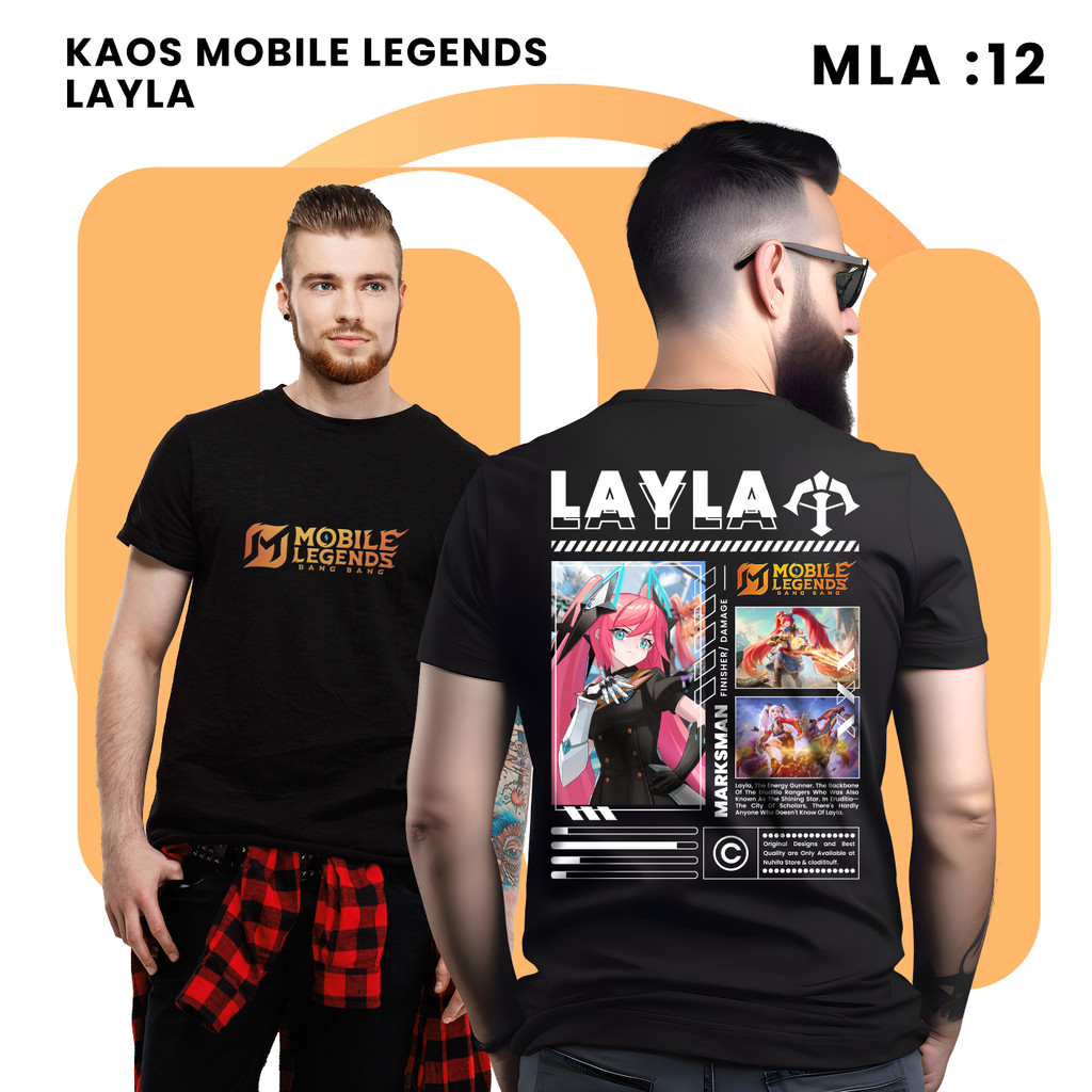 Kaos LAYLA Mobile Legends Lengan Pendek Combed 30s Distro - Baju Gaming ML MLBB