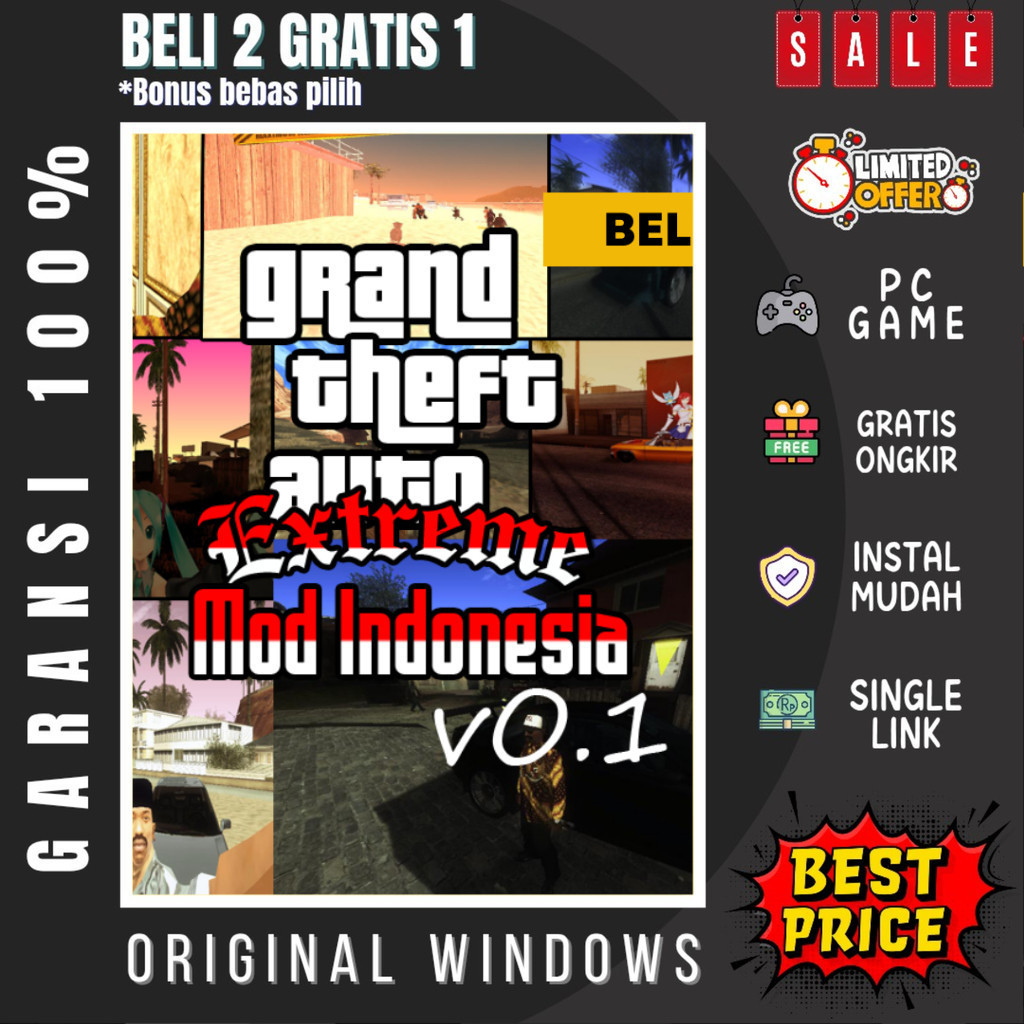 GTA SAN EXTREME INDONESIA - GAME PC - GAME LAPTOP - PC GAMES - BELI 2 GRATIS 1 - ORIGINAL WINDOWS - 