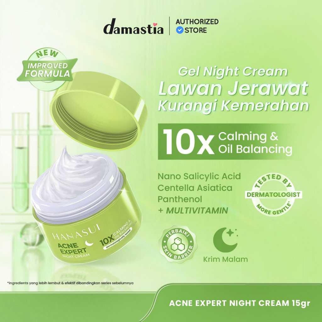 Hanasui Acne Expert Night Cream Krim Malam Jerawat Centella