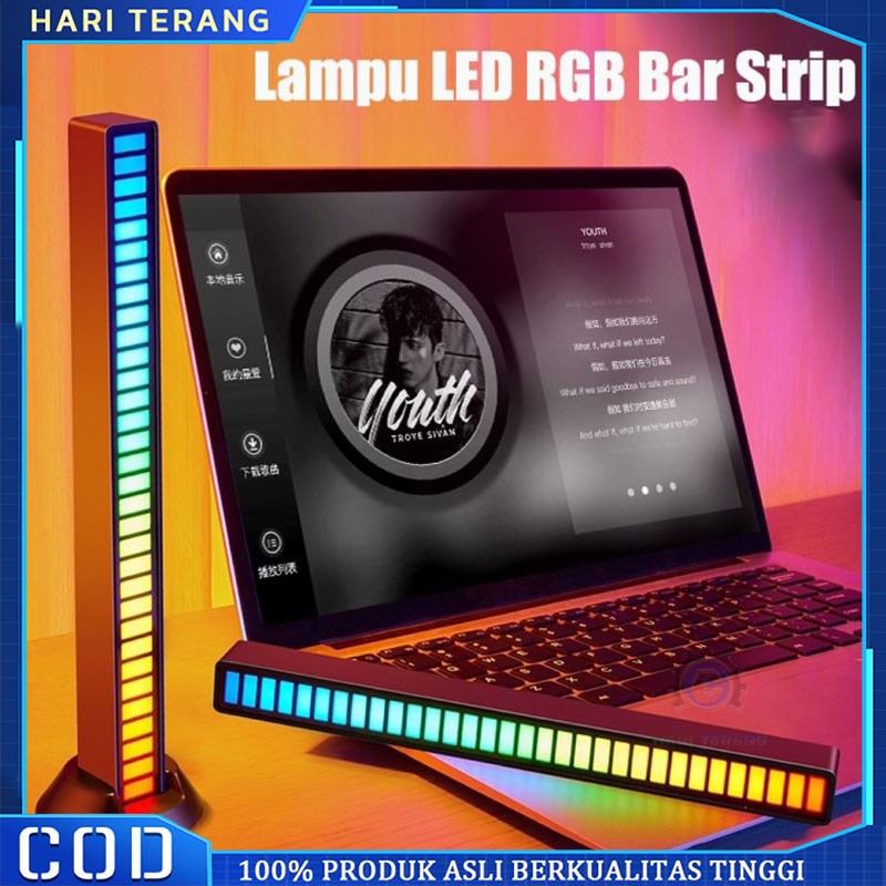 Lampu Musik LED RGB Bar Strip Spectrum Sound Control Atmosphere Light Music level light/Led bar lamp