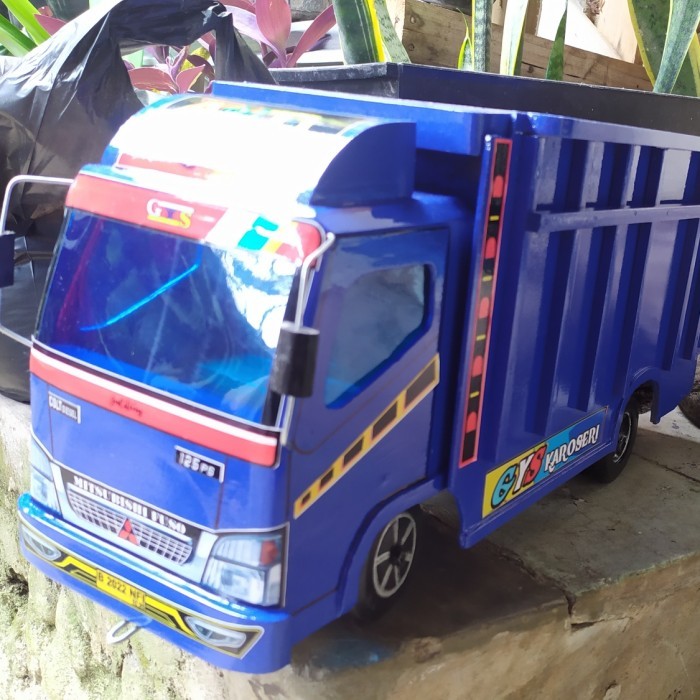 "V.NLN" - TERMURAH mainan truk oleng kayu jumbo 52cm miniatur truk oleng - Biru