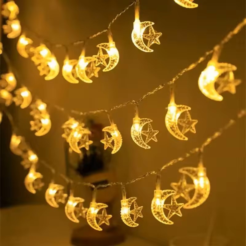 

EID Mubarak LED String Lights Islam Muslim Party Moon Star String Lights Ramadan Kareem Decoration 2025 for Home Al-Fitr Gifts