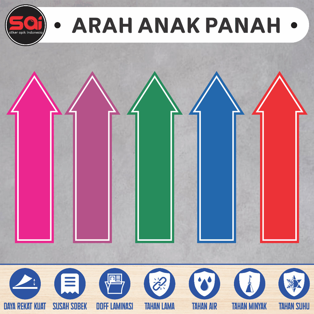 

STIKER VINYL ANTI AIR PANAH / STIKER ARAH PANAH / STIKER NAIK TURUN TANGGA / STIKER TANGGA / STIKER ATAS BAWAH LAMINASI GLOSSY